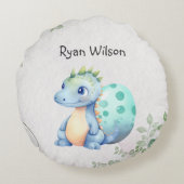 Schattige Aquarel Baby Dinosaurus Rond Kussen (Achterkant)