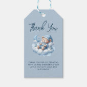 Schattige aquarel beer babyshower bedankt cadeaulabel (Voorkant)