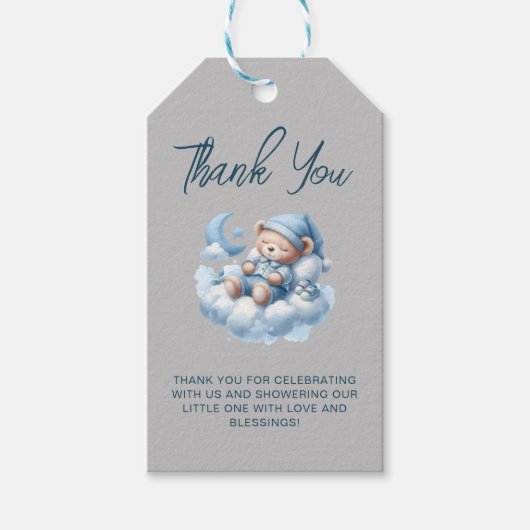 Schattige aquarel beer babyshower bedankt cadeaulabel (Voorkant)