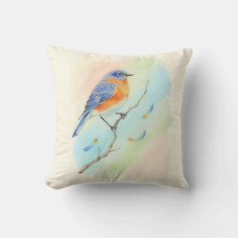 Schattige Aquarel Blauwe Vogel Kussen