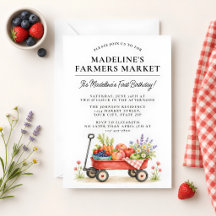 Schattige Aquarel Boerenmarkt Eerste Verjaardag