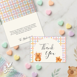 Schattige Aquarel Capybara Baby Shower Dankjewel Bedankkaart