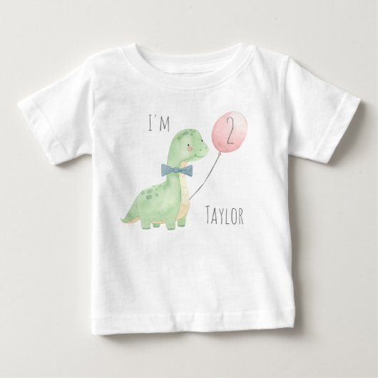 Schattige Aquarel Dinosaurus 2 Jaar Verjaardag (Voorkant)