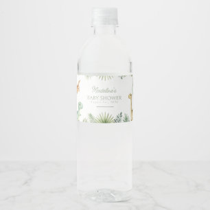 Schattige Aquarel Dinosaurus Safari Baby Shower Wa Waterfles Etiket