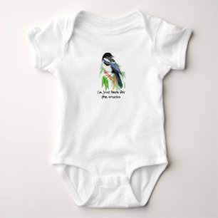 Schattige Aquarel Ekster Vogel Hier voor Snoepjes Romper
