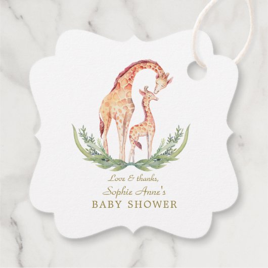 Schattige Aquarel Giraffe Meisje Baby Shower Bedankjes Labels (Achterkant)