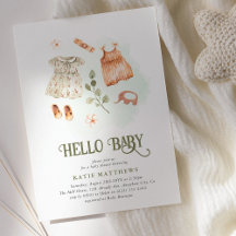Schattige Aquarel Hallo Baby Meisje Baby Shower
