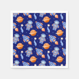 Schattige Aquarel Jongens Planeten & Ruimtevaarder Servet