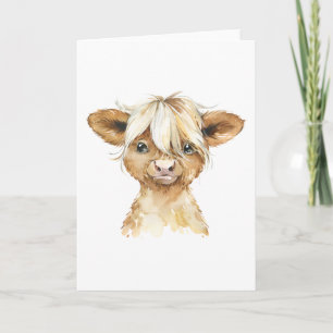 Schattige Aquarel Kalf Alle Gelegenheden  Kaart