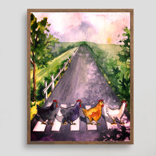 Schattige Aquarel Kippen Die De Weg Oversteken Boe Poster