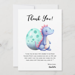 Schattige Aquarel Kleine Dinosaur Baby Shower Bedankkaart