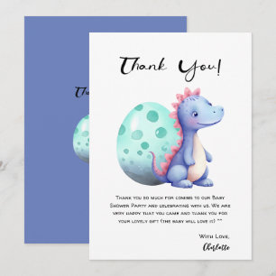 Schattige Aquarel Kleine Dinosaur Baby Shower Bedankkaart