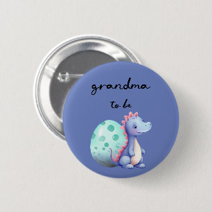 Schattige Aquarel Kleine Dinosaur Grandma-to-be Ronde Button 5,7 Cm