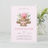 Schattige Aquarel Konijn Paasbrunch Kaart (Staand voorkant)
