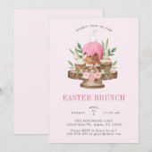 Schattige Aquarel Konijn Paasbrunch Kaart (Voorkant / Achterkant)