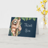 Schattige Aquarel Luiaard & Tropische Bladeren Bed Kaart (Gele Bloem)