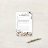 Schattige Aquarel Markt Boodschappenlijst | Monogr Post-it® Notes (Op bureau)