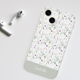 Schattige Aquarel Mooie Wilde Bloem Gepersonalisee Case-Mate iPhone 14 Hoesje