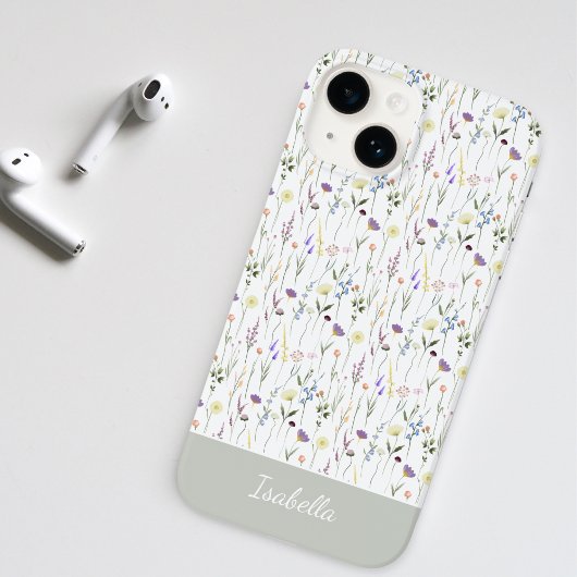 Schattige Aquarel Mooie Wilde Bloem Gepersonalisee Case-Mate iPhone Case