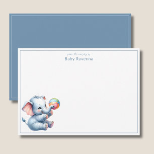 Schattige Aquarel Olifant Baby Nursery Bedankt Notitiekaartje