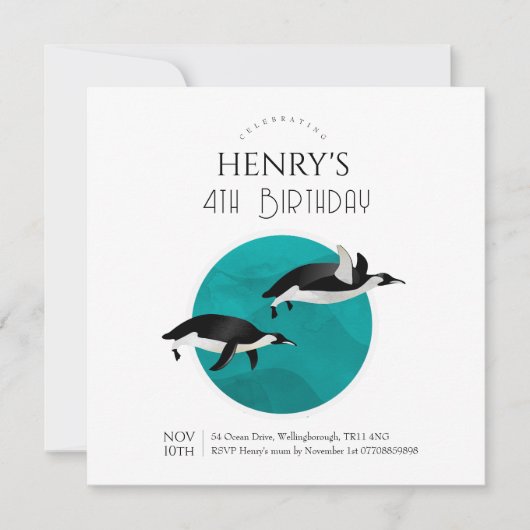 Schattige aquarel Pinguïn Arctic Verjaardag Kaart (Voorkant)