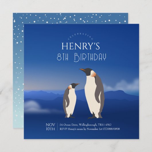 Schattige aquarel Pinguïn Arctic Verjaardag Kaart (Voorkant / Achterkant)