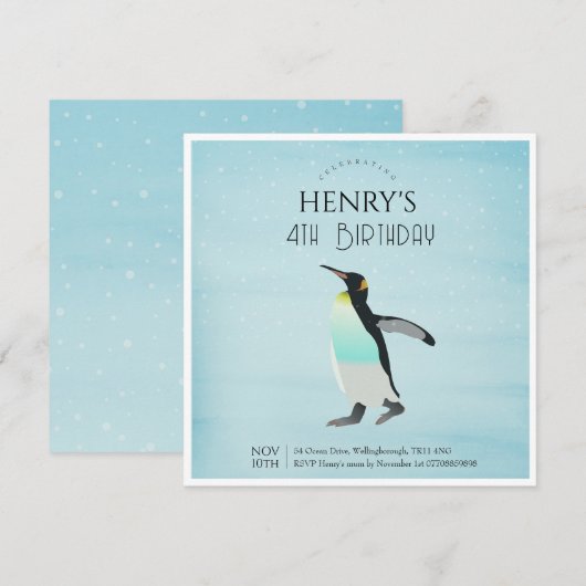 Schattige aquarel Pinguïn Arctic Verjaardag Kaart (Voorkant / Achterkant)