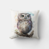 Schattige Aquarel Schattige Uil Bos Kussen (Voorkant)