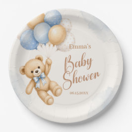 Schattige Aquarel Teddybeer Baby Shower Papieren Bordje