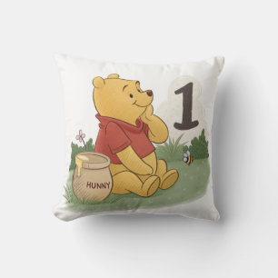 Schattige Aquarel Teddybeer Eerste Verjaardag Kussen