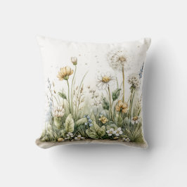 Schattige aquarel van wilde bloemen en grassen kussen