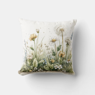 Schattige aquarel van wilde bloemen en grassen kussen