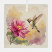 Schattige aquarel vogel en bloem glas ornament (Achterkant)