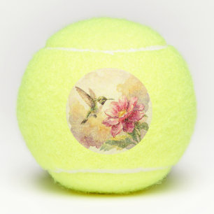 Schattige aquarel vogel en bloem tennisballen