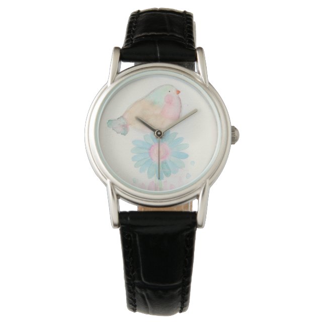 Schattige aquarel vogel  horloge (Voorkant)