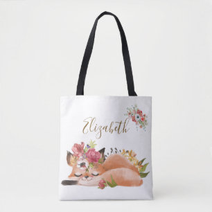 Schattige aquarel vos baby tote bag