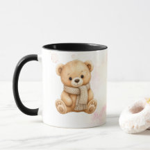 Schattige Aquarel Winter Teddybeer Roze Spat Coffe