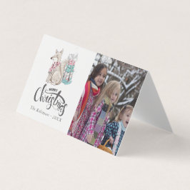 Schattige aquarel Winter Vos Kerst foto Kaart