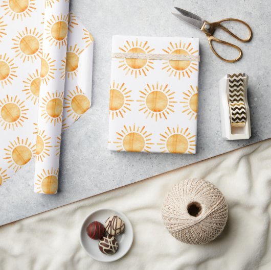 Schattige Aquarel Zon Cadeaupapier (Crafts)