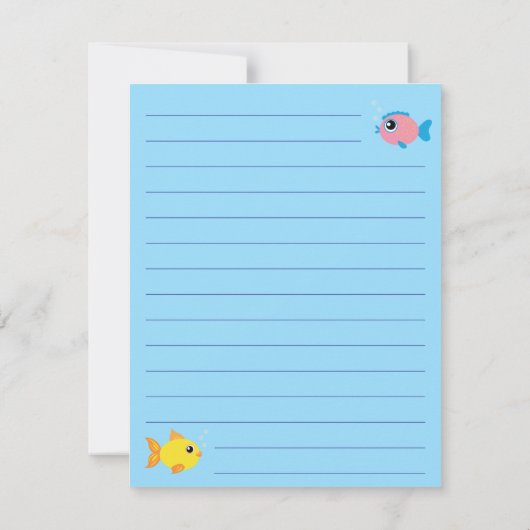 Schattige Aquarium Vis Kind Platte Briefpapier Kaa Bedankkaart (Achterkant)