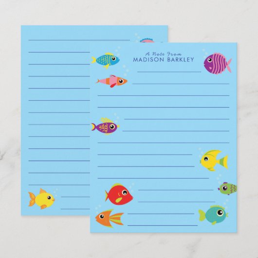 Schattige Aquarium Vis Kind Platte Briefpapier Kaa Bedankkaart (Voorkant / Achterkant)