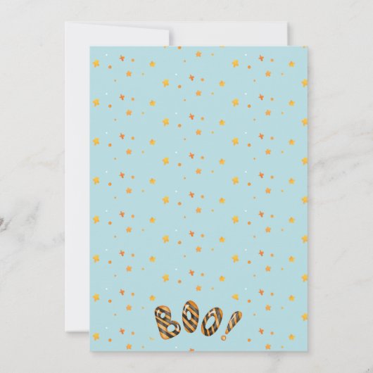 Schattige Arch Blue Spooky One 1e Halloween Verjaa Kaart (Achterkant)