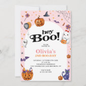 Schattige Arch Roze Hey Boo Halloween Kids Verjaar Kaart (Voorkant)