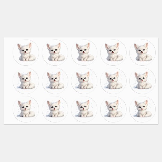 Schattige Arctische Vos Knus Ontwerp Met Positieve Labels (Vel)