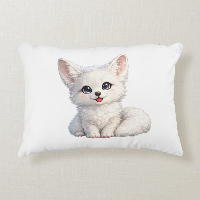 Schattige Arctische Vos Knus Positief Vibes Design Accent Kussen (Voorkant)