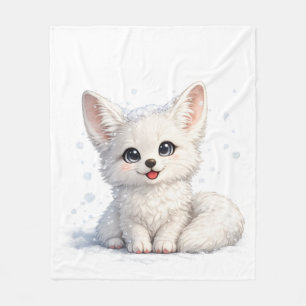 Schattige Arctische Vos Knus Positief Vibes Design Fleece Deken