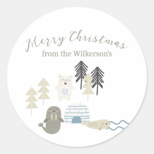 Schattige Arctische Winterdieren Ronde Sticker