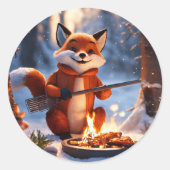 Schattige Arctische Wolf Ronde Sticker (Voorkant)