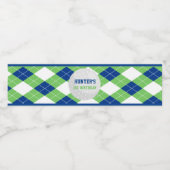 Schattige Argyle Pattern Golf thema Waterfles Etiket (Enkel label)