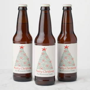 Schattige Artistieke Prettig Kerstboom Aangepast F Bier Etiket